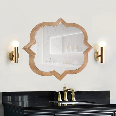 Oakestry Wood Framed Accent Wall Mirror Decorative Vanity Mirror Wall Mounted Modern Rustic Design for Bathroom Bedroom Living Room Durable Wooden Frame Clear Reflection Easy Installation