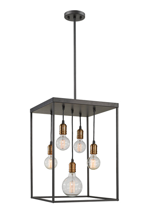Oakestry 5 Light Chandelier Bronze Steel Contemporary Utilitarian Urban Architectural Ceiling Lighting Fixture for Bedroom Dining Room Dinette Foyer Hallway Kids Room Kitchen Kitchenette Living