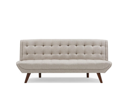 Oakestry Urban Mid Century Modern Tufted Sofabed Polyester Soft Fabric Beige Convertible Sleeper Sofa with Storage, Living Room Furniture, Foldable Bed for Small Apartments