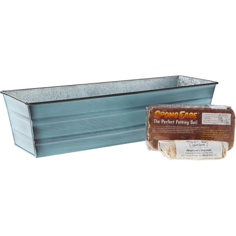 Oakestry Garden Growing Kit Small Nantucket Blue Planter Self Watering Outdoor Herb Flower Box for Balcony Patio Deck Gardening Coastal Style Compact Space Saving