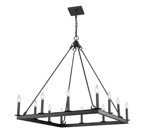 Oakestry 10-Light Chandelier Matte Black Open Orb Modern Candelabra Style Ceiling Light with Crystal Accents for Dining Room Foyer Living Room