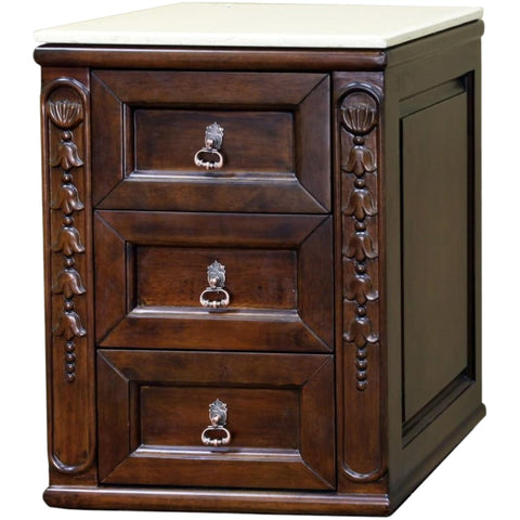 Oakestry 17.5" Wall Mounted Bridge Unit Vanity, Walnut Finish, Cream Marble Top, Solid Wood Cabinet, Soft Closing Drawers, Pre-Assembled