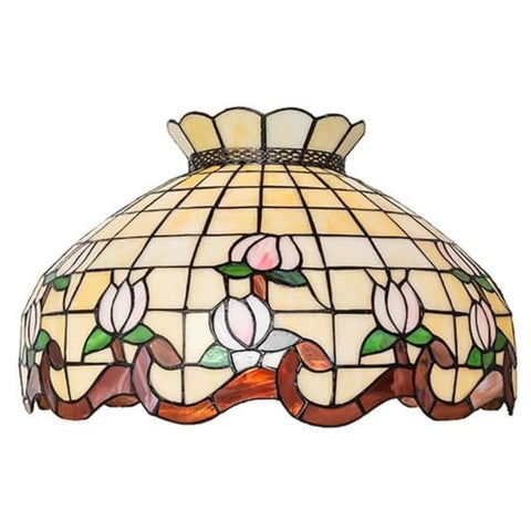 Oakestry Tiffany 258367 20 in Rose Border Shade Stained Glass Tiffany Style Lighting Fixture Stained Glass Decorative Indoor Lamp Vintage Classic Home Lighting Living Room Be