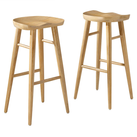 Oakestry Premium Saville Backless Wood Bar Stools - Set of 2 Suitable for Elegant Home Styling Decorative Display Arrangements and Refined Placement Throughout Living Areas