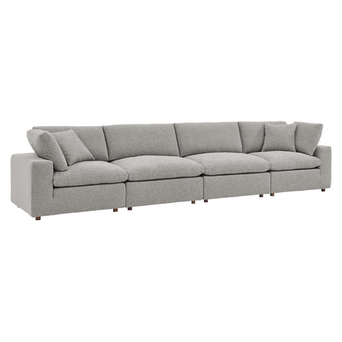 Oakestry Luxury Inspired Commix Down Filled Overstuffed Boucle Fabric 4-Seater Sofa Comfortable Indoor Sofa for Living Room Apartment Lounge Reception Area Premium Daily Styling