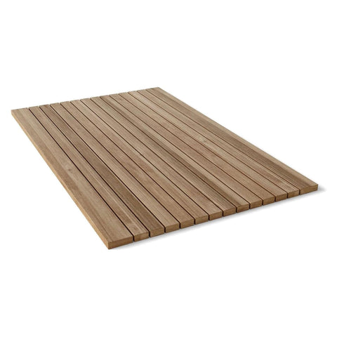 Oakestry Rectangular Roll It and Go Teak Shower Mat Natural Bathroom Floor Spa Quick Dry Non Slip Water Resistant Portable Flexible Wooden Slat Bath Mat Indoor Outdoor Home Decor