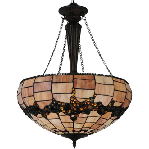 Oakestry Tiffany 130701 Concord Inverted Pendant 20 W Tiffany Style Lighting Fixture Stained Glass Decorative Indoor Lamp Vintage Classic Home Lighting Living Room Bedroom