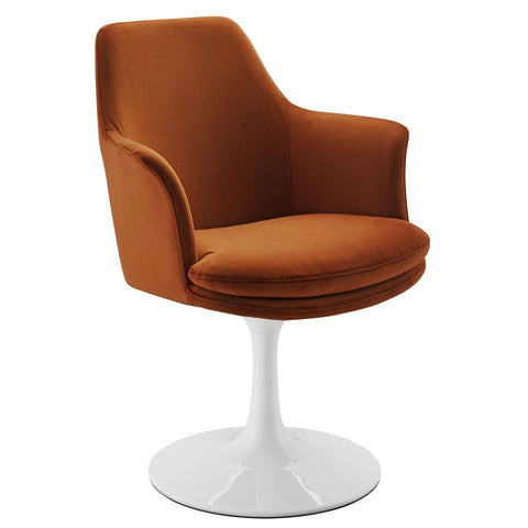 Oakestry Lippa Velvet Swivel Dining Armchair Modern Upholstered Accent Chair 360 Degree Rotation Pedestal Base Cushioned Seat Contemporary Living Room Dining Seating Furniture