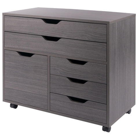 Oakestry Halifax 3-Section Mobile Storage Cabinet with Drawers and Shelves, Rolling Organizer for Home Office or Craft Room, Charcoal Finish