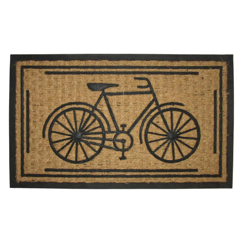 Oakestry Rubber Back Coir Doormat Bike Design 18 x 30 Inch Natural Coconut Fiber Entry Mat Non Slip Backing Heavy Duty Indoor Outdoor Front Door Porch Dirt Trapper Decorative Welcome Rug