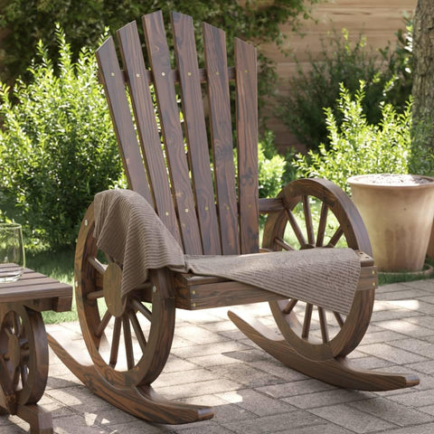 Oakestry Garden Adirondack Chair Burnt Wood Color Solid Fir Wood Standard – Outdoor Patio Seating, Weather Resistant Furniture