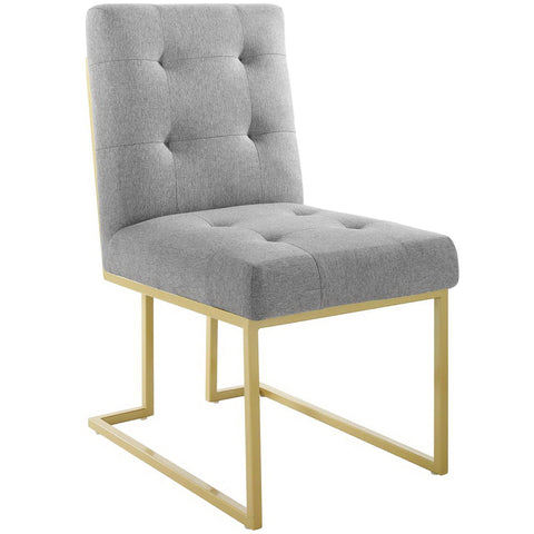 Oakestry Privy Gold Stainless Steel Upholstered Fabric Dining Accent Chair Modern Luxury Glam Seating Cushioned Seat Metal Frame Elegant Home Dining Kitchen Living Room Furniture