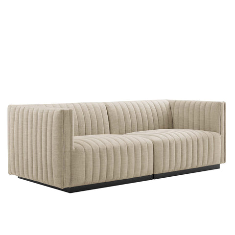 Oakestry Luxury Inspired Conjure Channel Tufted Upholstered Fabric Loveseat Comfortable Indoor Loveseat for Living Room Apartment Lounge Reception Area Premium Everyday Styling