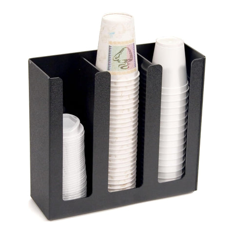 Oakestry Cup Lid Holder 3 Column Black Countertop Organizer Cafe Restaurant Coffee Bar Beverage Station