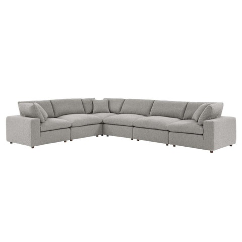 Oakestry Luxury Inspired Commix Down Filled Overstuffed Boucle Fabric 6-Piece Sectional Sofa Comfortable Indoor Sectional Sofa for Living Room Apartment Lounge Reception Area Premium Daily Styling
