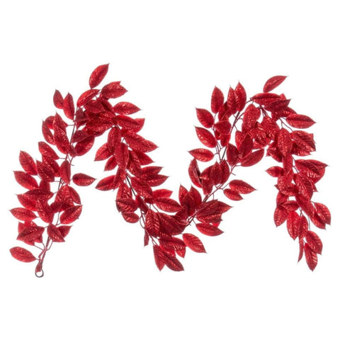 6 Ft. Red Gardenia Glitter Garland