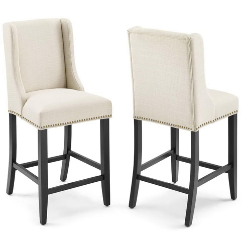 Oakestry Premium Baron Counter Stool Upholstered Fabric Set of 2 Enhancing Modern Spaces with Decorative Character Functional Versatility and Sophisticated Everyday Interior Appeal
