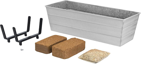 Oakestry Garden Growing Kit Medium White Planter with 2x6 Railing Brackets Self Watering Balcony Garden Box Clean Design Secure Fit Durable Outdoor Use