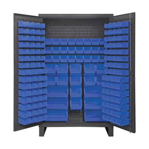 Oakestry Extra Heavy Duty Cabinet 12 Gauge 162 Red Bins Recessed Door with Louvered Panel Cast Iron Pad-Lockable Handle (Grey, Blue)