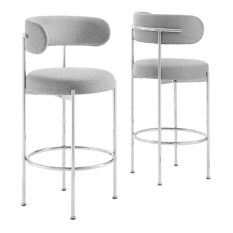 Oakestry Premium Albie Fabric Bar Stools - Set of 2 Suitable for Elegant Home Styling Decorative Display Arrangements and Refined Placement Throughout Living Areas