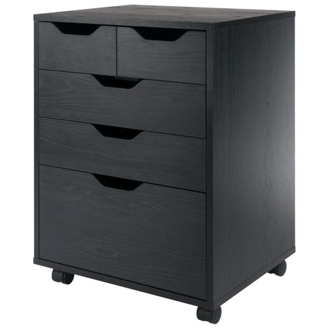 Oakestry Halifax Mobile Storage Cabinet with Bins and Drawers, Rolling Organizer for Home Office, Craft Room or Study, Black Finish