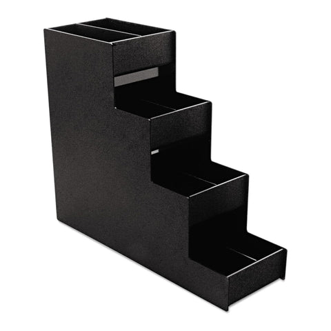 Oakestry Commercial Narrow Condiment Organizer 8 Compartment Black Countertop Storage Rack Restaurant Bar Cafe Service Station