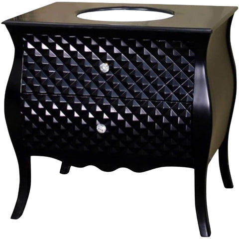 Oakestry 36" Single Sink Bathroom Vanity Cabinet, Black Finish, Solid Wood with Black Granite Top, White Ceramic Sink, Freestanding with Crystal Knobs