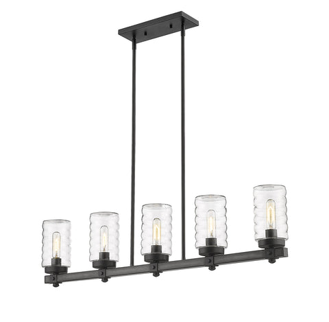 Oakestry Trestle 6-Light Linear Chandelier – Antique Silver Steel Frame, Industrial-Style Architectural Design, Perfect for Dining Room & Kitchen