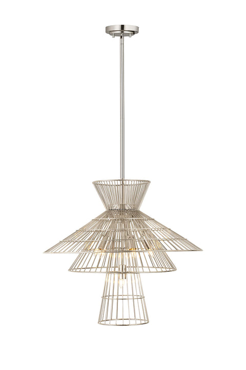 Oakestry 6 Light Chandelier Polished Nickel Iron Polished Nickel Architectural, Modern, Transitional, Electric, Industrial Ceiling Lighting Fixture for Dining Room Foyer Great Room Hallway Kitchen
