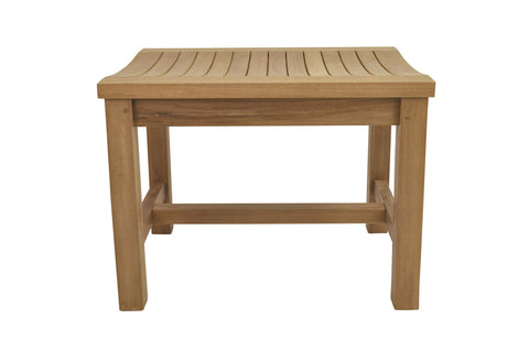 Oakestry Solid Teak Backless Dining Chair, Grade-A Teak Outdoor Backless Seat for Patio, Garden, Picnic Table, Spa & Shower Areas