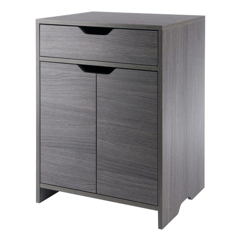 Oakestry Nova 1 Drawer Storage Cabinet Charcoal Modern Wood Organizer with Smooth Glide Drawer and Open Shelf for Home Office Bedroom and Living Room