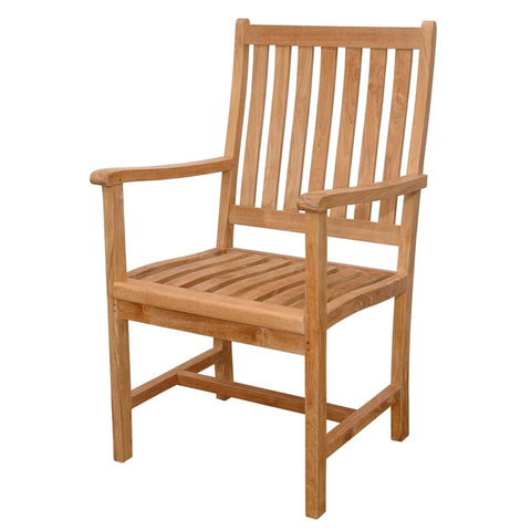 Oakestry Kingston Teak Armchair – Timeless Outdoor Patio & Garden Chair Crafted from Premium Grade-A Teak with Sculpted Comfort, Lightweight Strength & All-Weather Durability