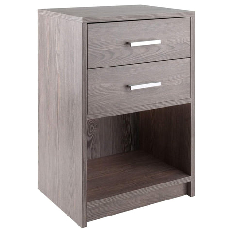 Oakestry Molina Accent Table in Ash Gray – Contemporary Side Table with 2 Drawers and Open Cabinet for Bedroom, Living Room, Den, or Home Office Storage