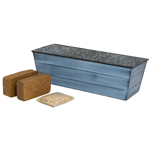 Oakestry Garden Growing Kit Medium Nantucket Blue Planter Self Watering Outdoor Herb Flower Box for Patio Deck Balcony Gardening Fade Resistant Stylish Outdoor Look