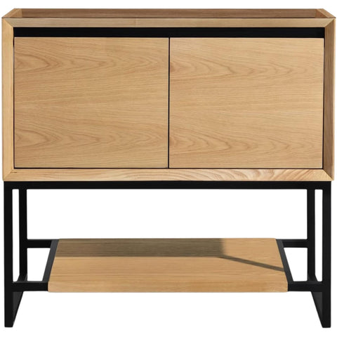 Oakestry Alto Collection Contemporary Bathroom Vanity Cabinet, Solid Oak Frame, Handleless Soft-Close Drawers, Wall Mount or Freestanding, California White Oak