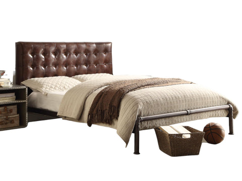 ACME Brancaster Queen Bed, Vintage Brown Top Grain Leather (1Set/3Ctn)