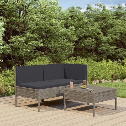 Oakestry Garden Lounge Furniture Set Grey PE Rattan with Steel Frame, Modern Outdoor Seating Set with Cushions