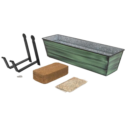 Oakestry Garden Growing Kit Small Green Planter with Wall Brackets Self Watering Vertical Garden Box Outdoor Compact Mount Space Saving Solution