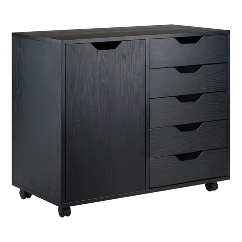 Oakestry Wood Halifax Storage Organization Black Multipurpose Drawer Cabinet for Home Office Bedroom Craft Room and Living Room Compact Mobile Organizer