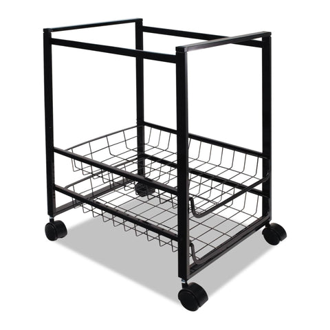 Oakestry Mobile File Cart Sliding Baskets Black Rolling Organizer Office Storage Utility Cabinet Wheels Document Holder