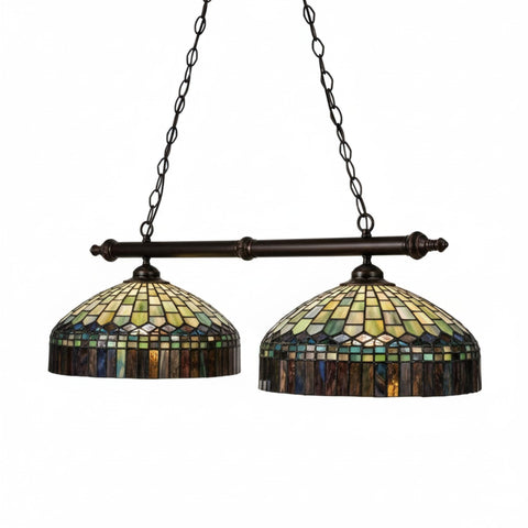 Oakestry 39 L Tiffany Candice 2 LT Island Pendant Tiffany Style Lighting Fixture Stained Glass Decorative Indoor Lamp Vintage Classic Home Lighting Living Room Bedroom Office Decor