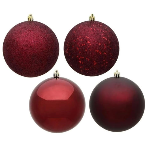 12 In. Burgundy Ball 4 Finish Asst 4/Bag