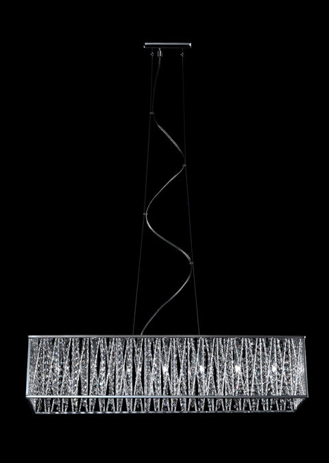 Oakestry Savannah 9-Light Chandelier – Bronze Steel Frame, Clear Glass Cylinder Shades, Medium Bulbs, Mid-Century Modern Lighting