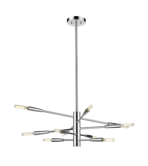 Oakestry 10 Light Chandelier Chrome Steel Architectural, Modern, Transitional, Electric, Industrial Ceiling Lighting Fixture for Dining Room Foyer Great Room Hallway Kitchen Modern Home Decor Hang