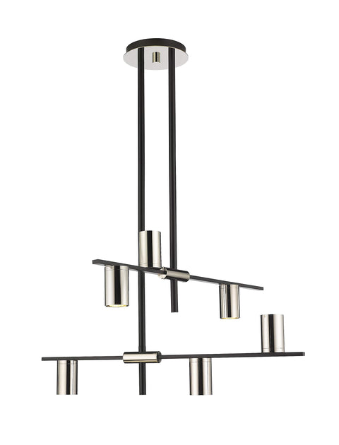 Oakestry 6 Light Chandelier Matte Black Polished Nickel Steel Architectural, Contemporary Ceiling Lighting Fixture for Dining Room Foyer Great Room Hallway Kitchen Modern Home Decor Hanging