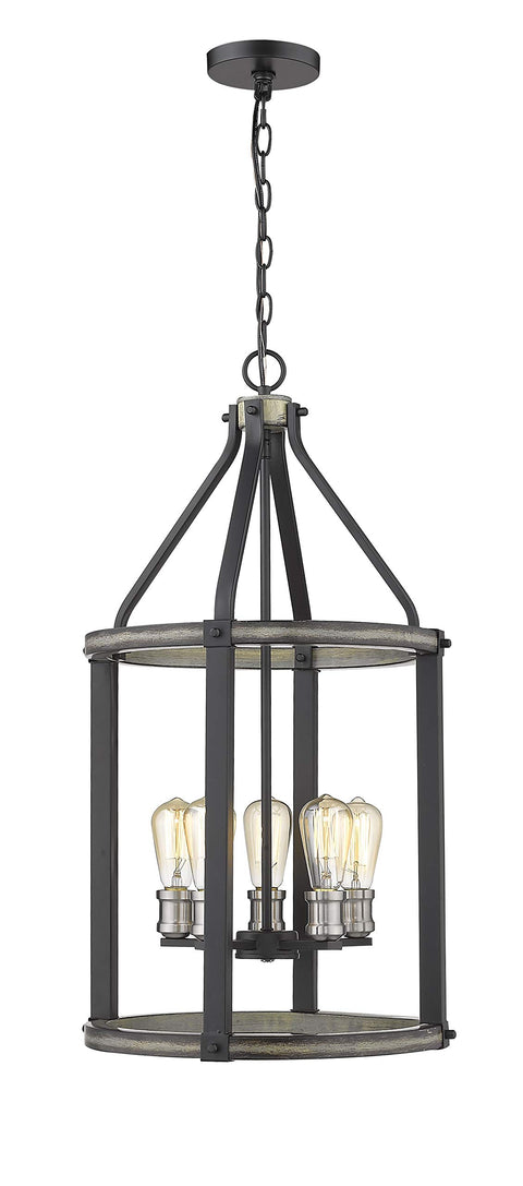 Oakestry 5 Light Chandelier Ashen Barnboard Steel Restoration Ceiling Lighting Fixture for Bedroom Dining Room Dinette Foyer Hallway Kids Room Kitchen Kitchenette Living Room Office Modern Home Decor