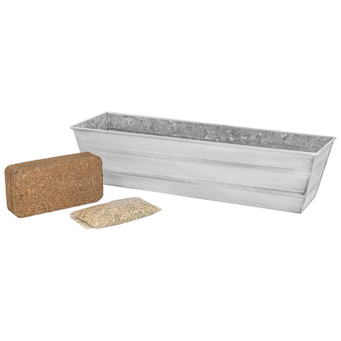 Oakestry Garden Growing Kit Small Cape Cod White Planter Self Watering Outdoor Herb Flower Box for Balcony Patio Deck Gardening Clean Modern Decorative Design