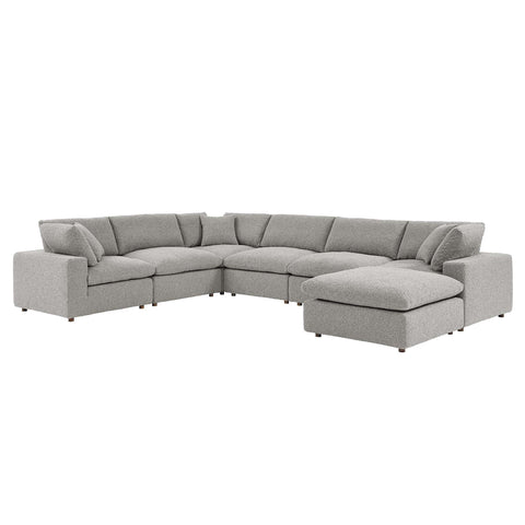 Oakestry Luxury Inspired Commix Down Filled Overstuffed Boucle 7-Piece Sectional Sofa Comfortable Indoor Sectional Sofa for Living Room Apartment Lounge Reception Area Premium Daily Styling