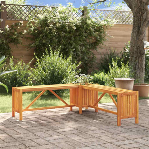 Oakestry Patio Corner Bench with Planter 46Inchx46Inchx15 7Inch Solid Acacia Wood Outdoor Garden Seating Furniture Weather Resistant Durable Heavy Duty Modern Backyard Porch Deck Lawn