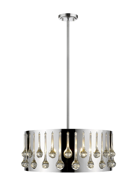 Oakestry Oberon 5 Light Pendant Chrome Modern Ceiling Lighting Fixture Adjustable Hanging Chandelier for Kitchen Island Dining Room Living Space Contemporary Indoor Illumination